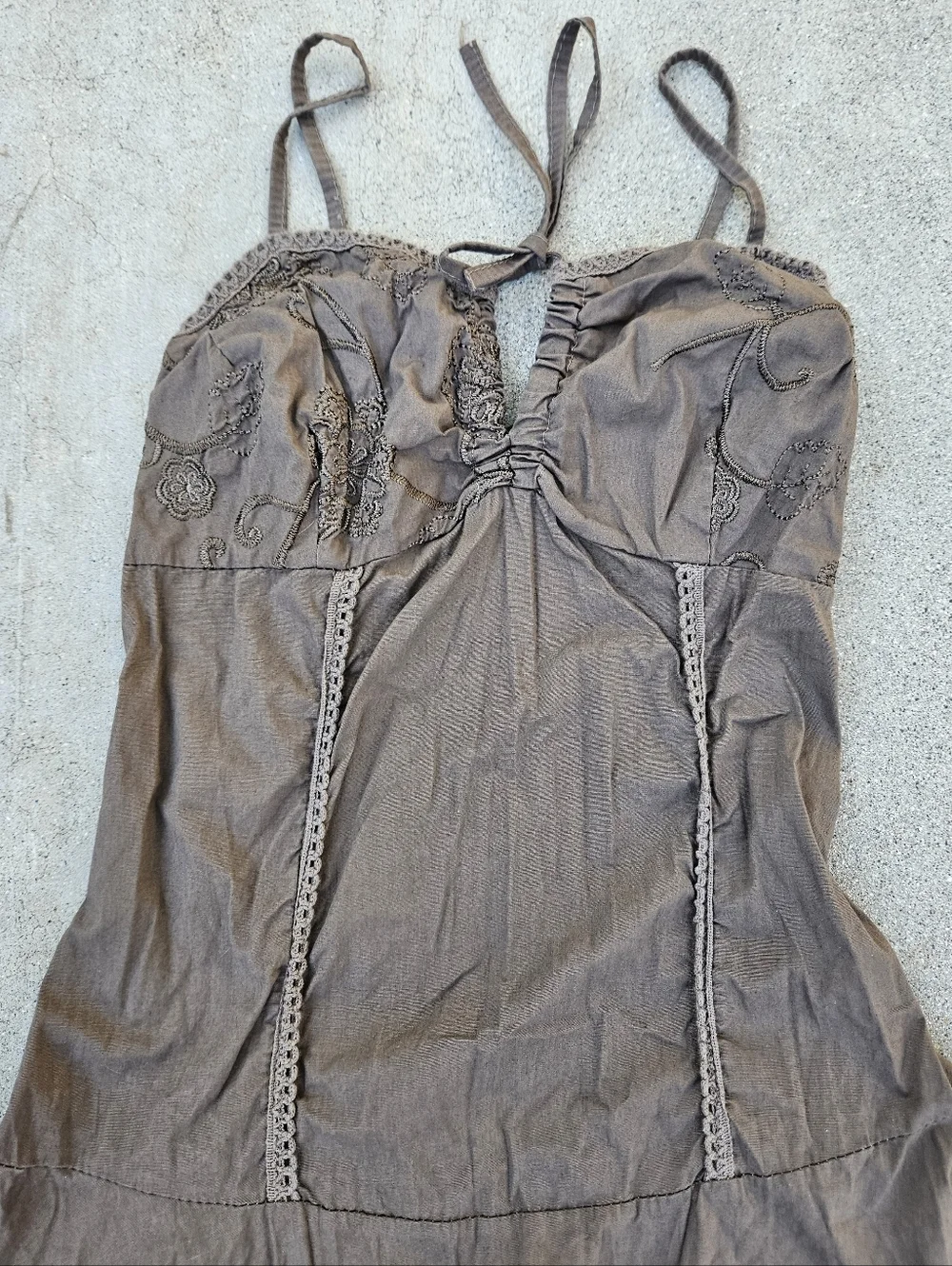 SUPER CUTE LACE DETAIL DRESS MADE IN ITALY SM/MED BEIGE LIKE NEW COTTON - Picture 4 of 7